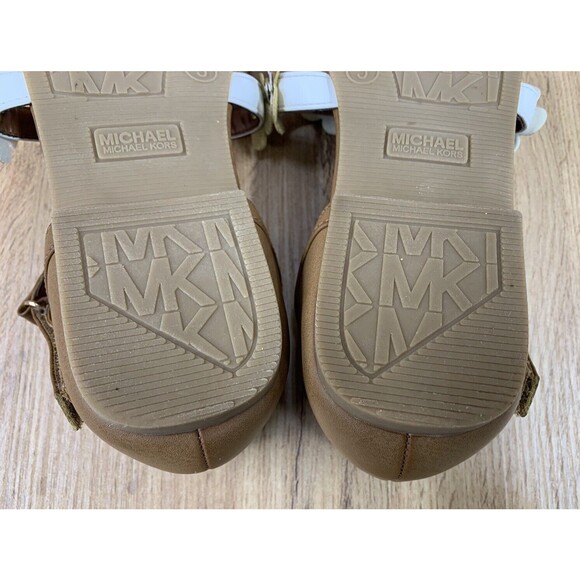 Michael Kors Toddler Girl Sandals Size 5 Brown Hook Loop Closure Casual Open Toe - Picture 14 of 16